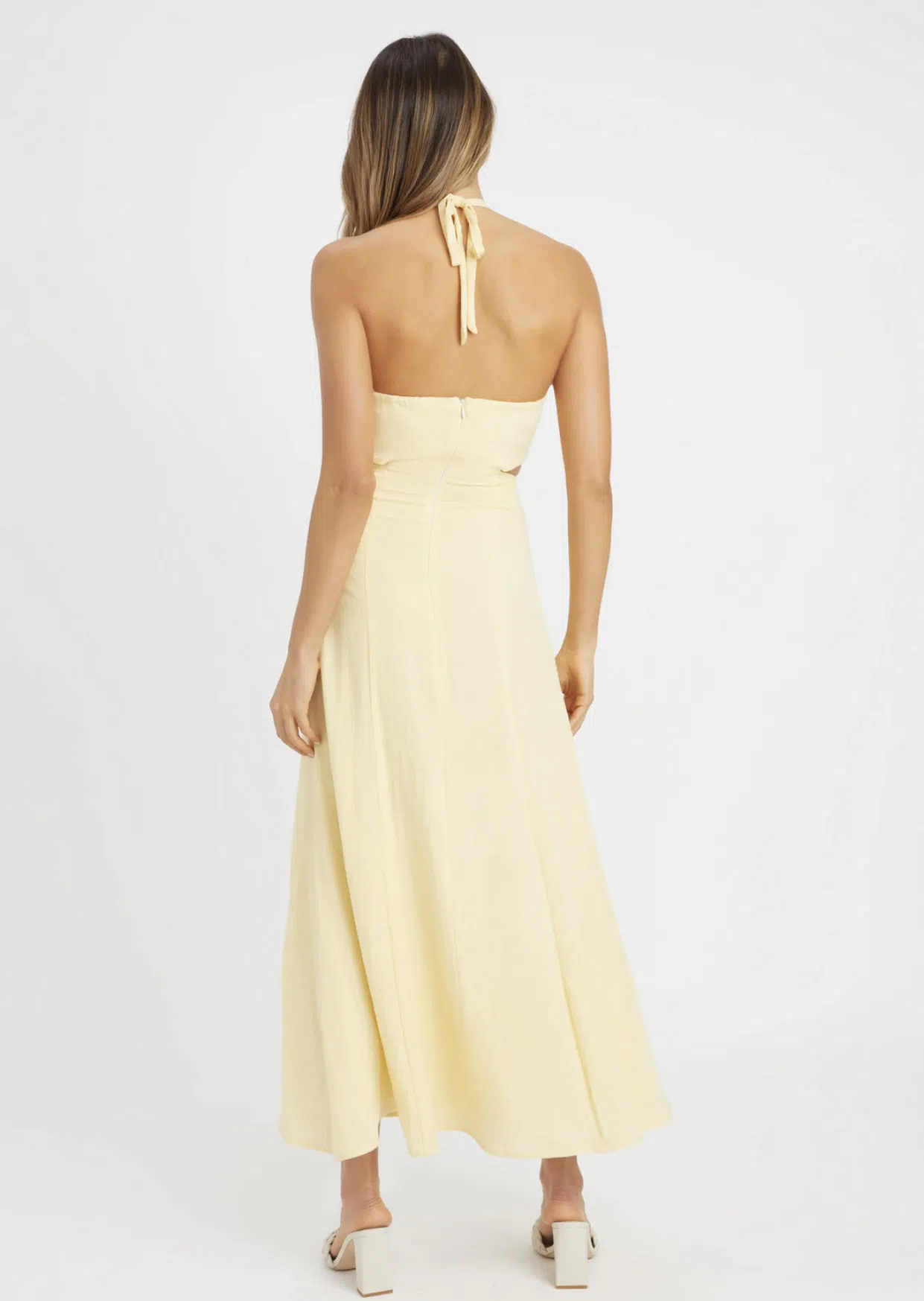 Kookai Hayman Cut Out Midi Dress Lemon Size 12 | The Volte