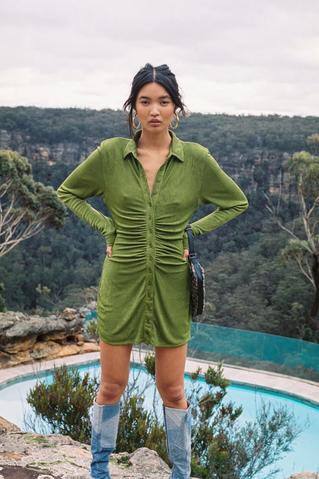 with jean dress green Gwen Dress