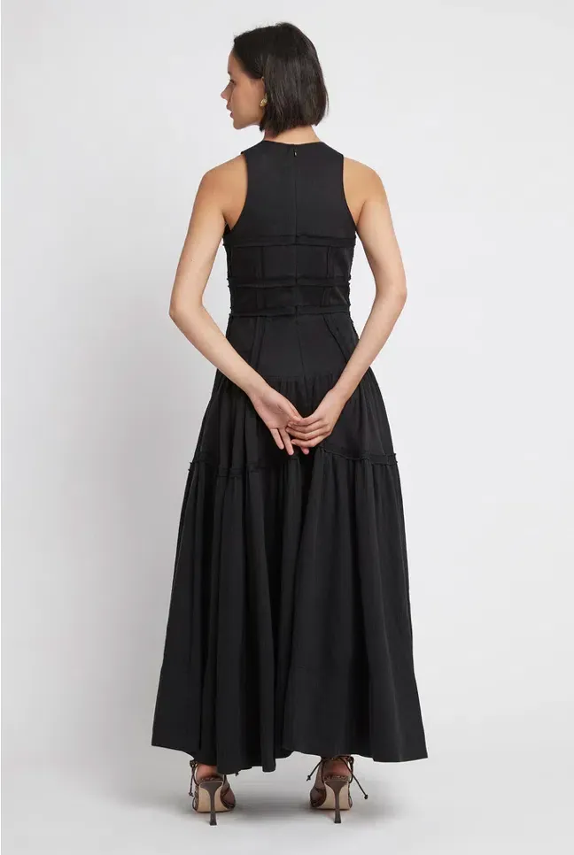 aje tidal corset midi dress Black Size 6 Size:M11.5 / W13.5 White Lace Puff Sleeve S2602 Volte