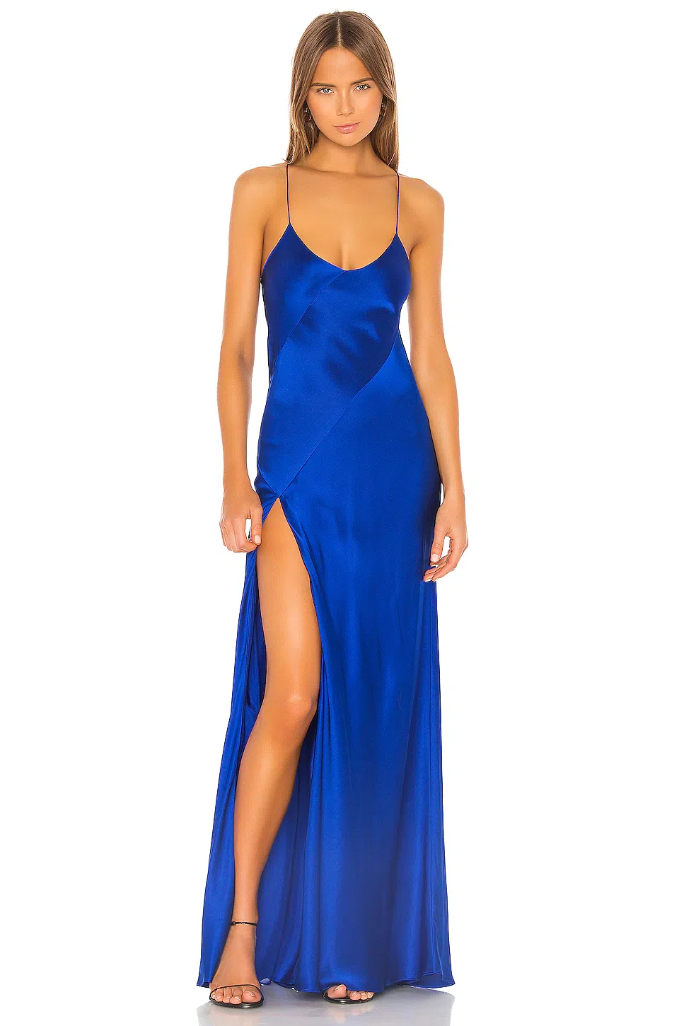 Michelle Mason Bias Gown With Slit In Cobalt Size 0 | The Volte