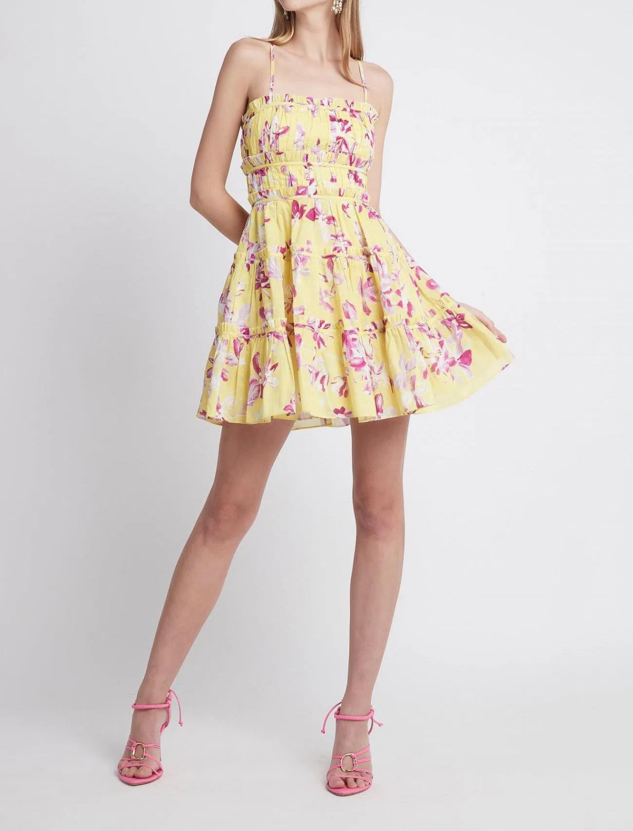 LoveShackFancy Rialto Floral Chiffon Maxi Dress in Yellow Melon Size  US00/AU4 | The Volte