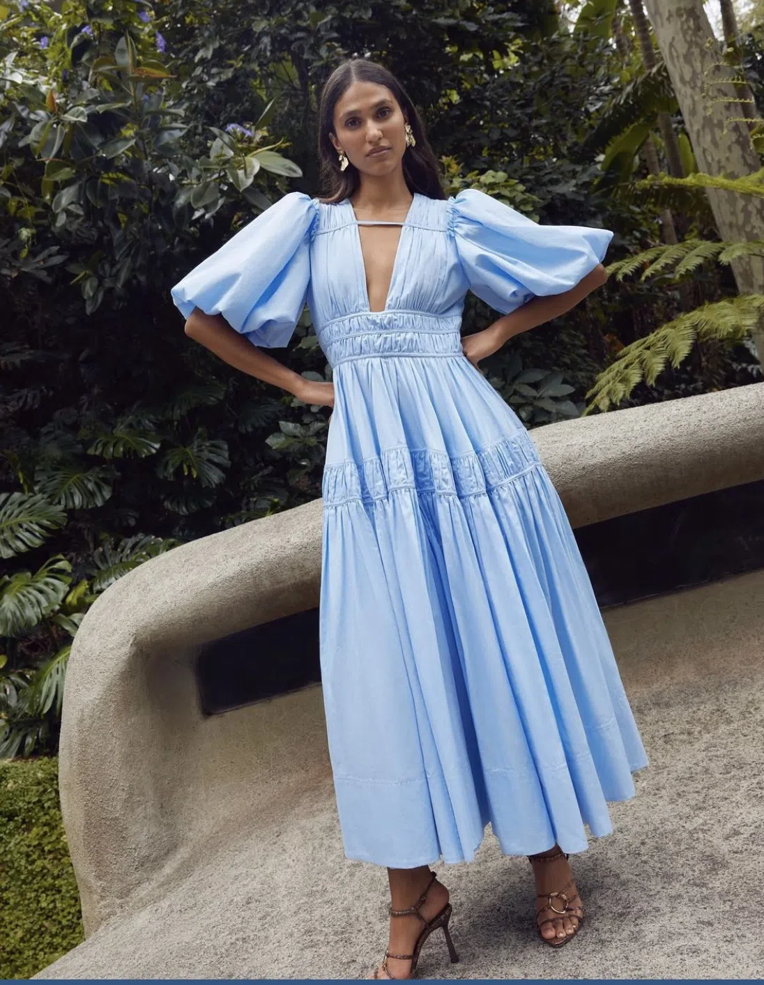 Aje Fallingwater Gathered Midi Dress Blue Size 14 | The Volte Aje Fallingwater Gathered Midi Dress Blue Size 14 | The Volte