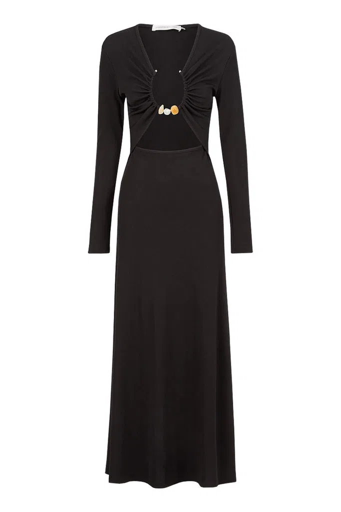 Christopher Esber Split Quarts Ruched Long Sleeve Dress Black Size 8 | The  Volte