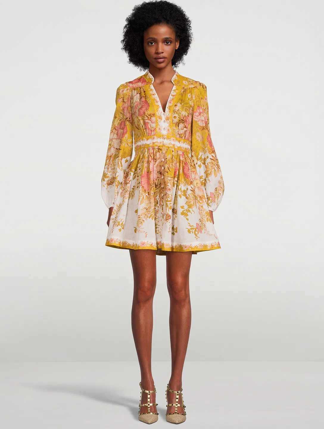 Zimmermann Pattie Plunge Mini Dress Print Size 12 The Volte