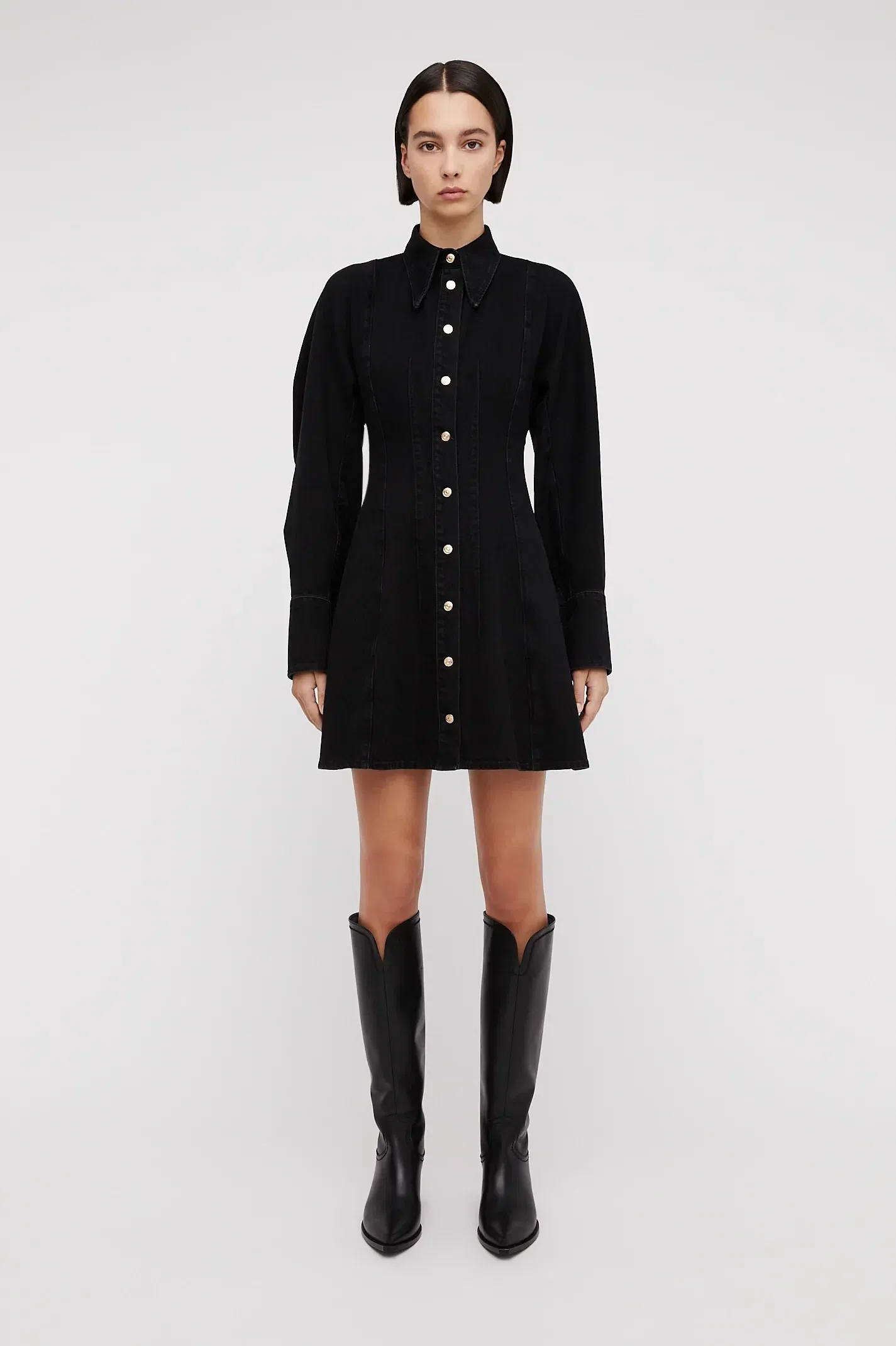denim cocoon sleeve mini dress Nasty Gal Women's Denim Button Through Cocoon Sleeve Mini Dress in Vintage Blue