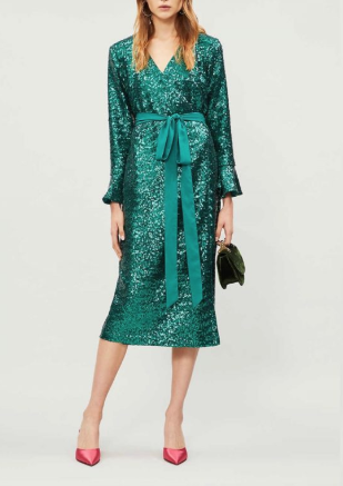 Kitri Green Sequin Wrap Dress size 14