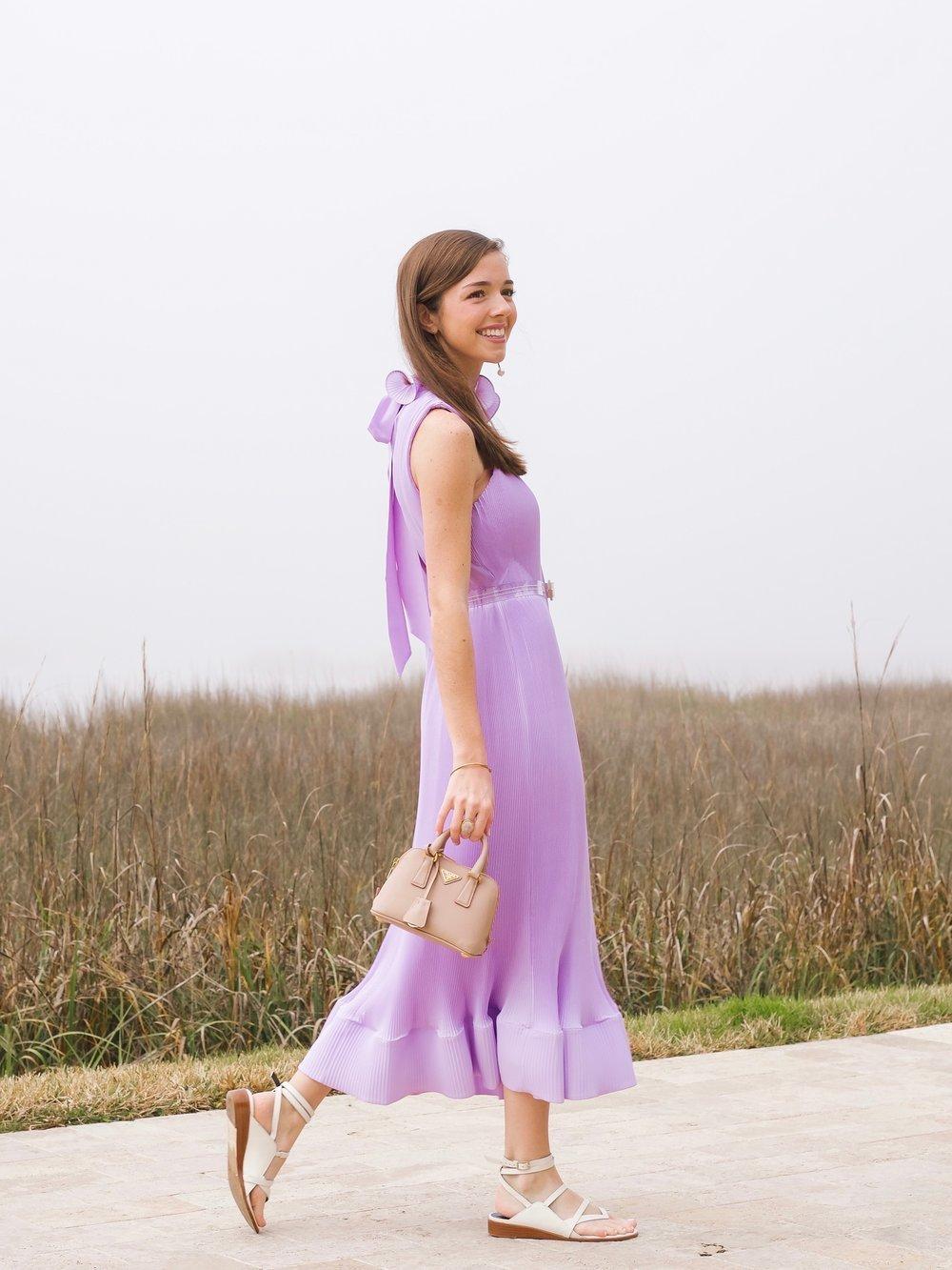 tibi lavender pleated dress