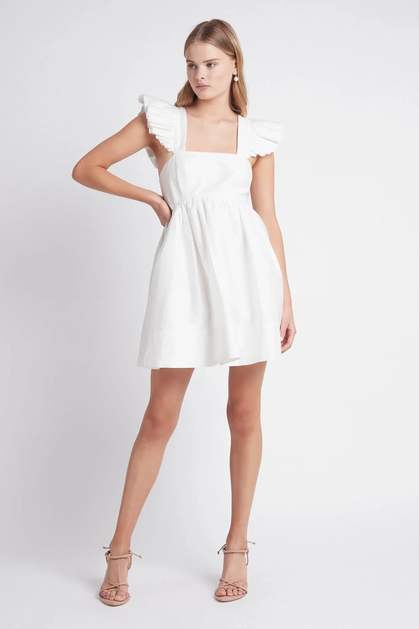 DISSH AISLE WHITE LINEN PANEL MINI DRESS WHITE SIZE 14 | The Volte