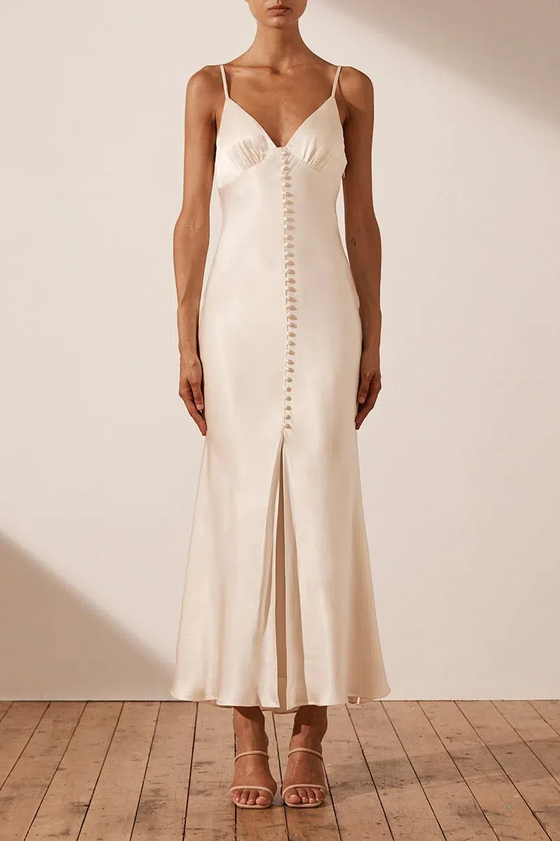 Shona Joy La Lune Bias Slip Dress Cream Size 6 | The Volte