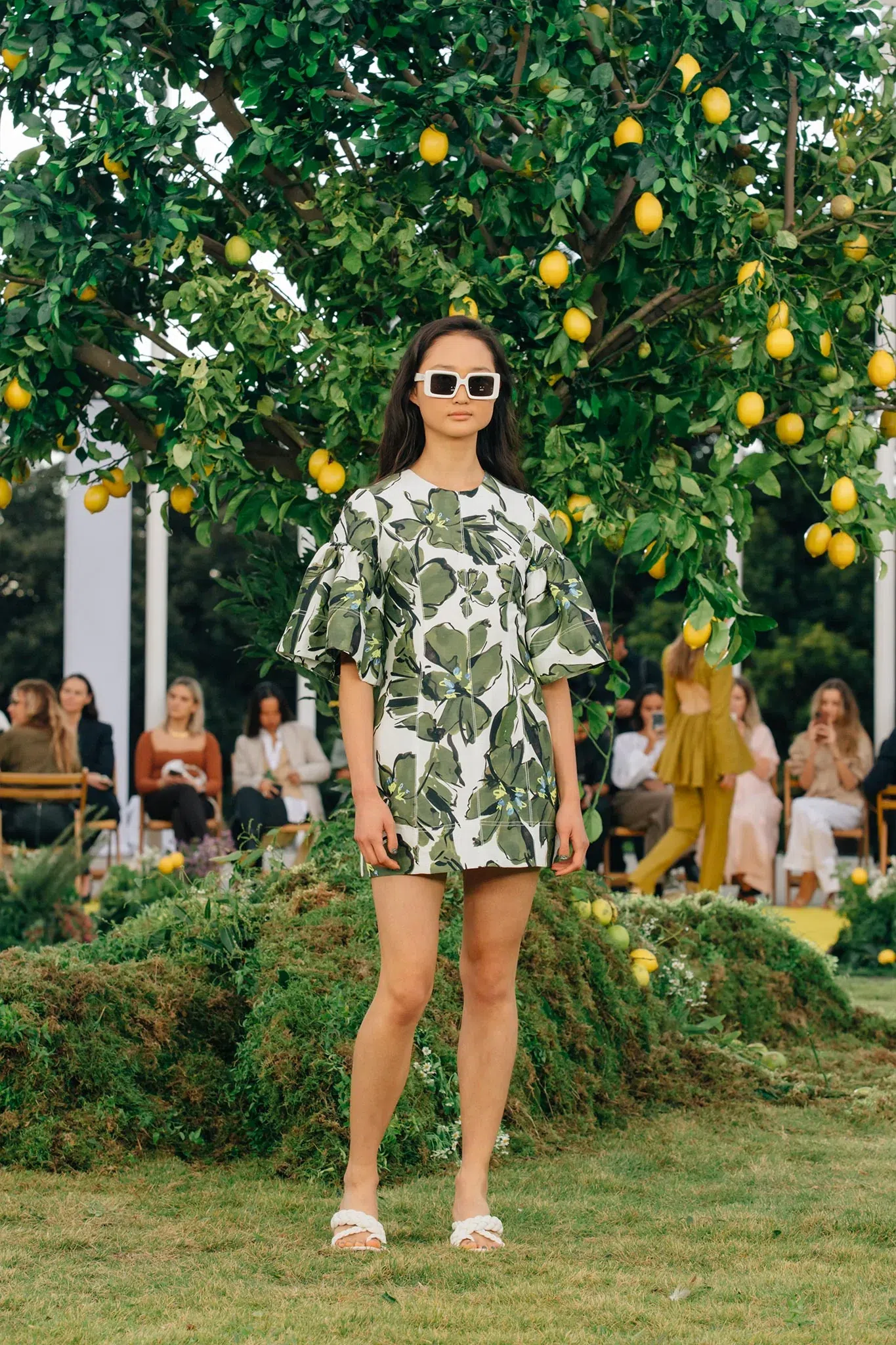 aje green floral dress Zorina Tie Midi Dress-NATIVE GUMNUT FLORAL / 4 main image 0