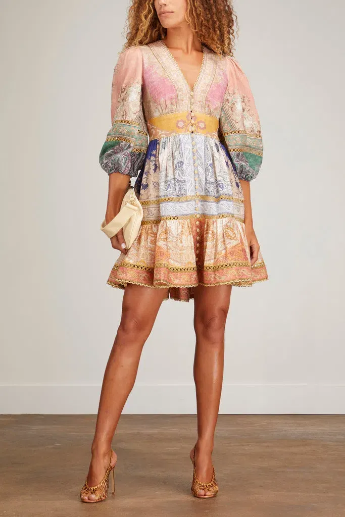knee length dresses for ladies Printed Notched Lantern Sleeve Midi Dress  Charming Charlie