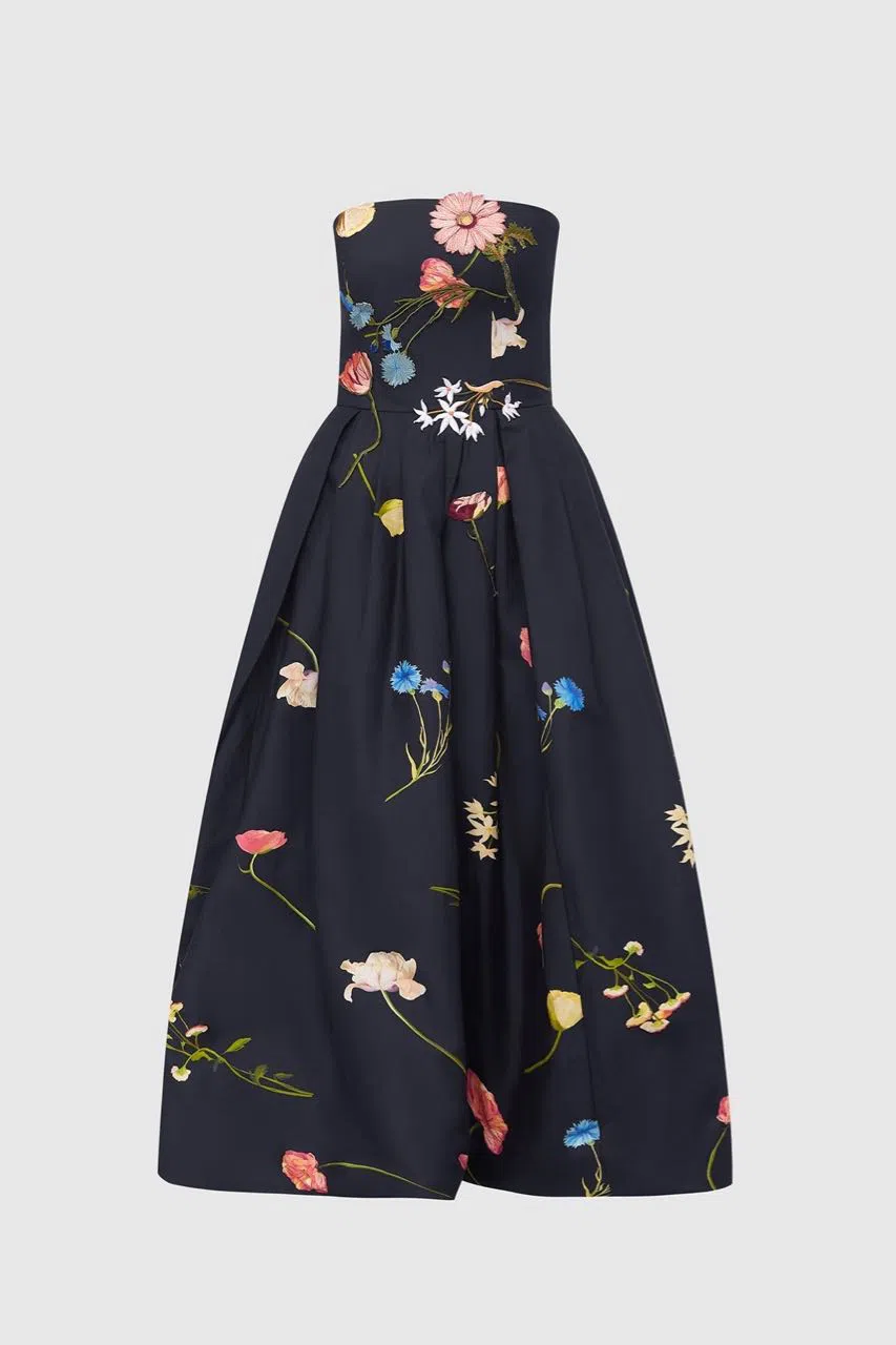 knee length dresses for ladies Leo Lin The Fields Embroidered Bustier Mini Dress