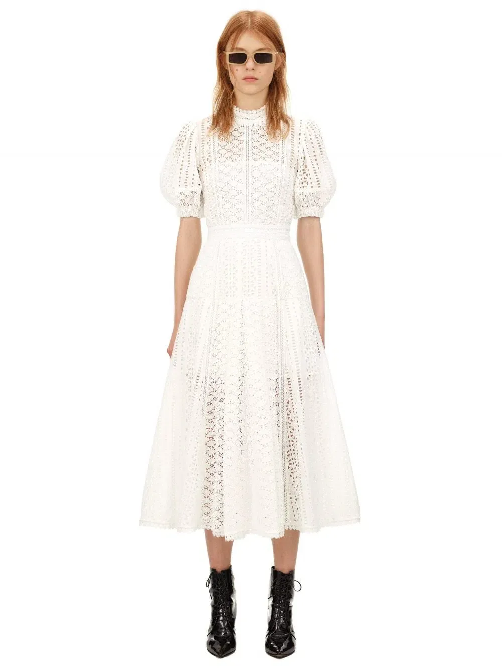 self-portrait Women's Long Cotton Dress White