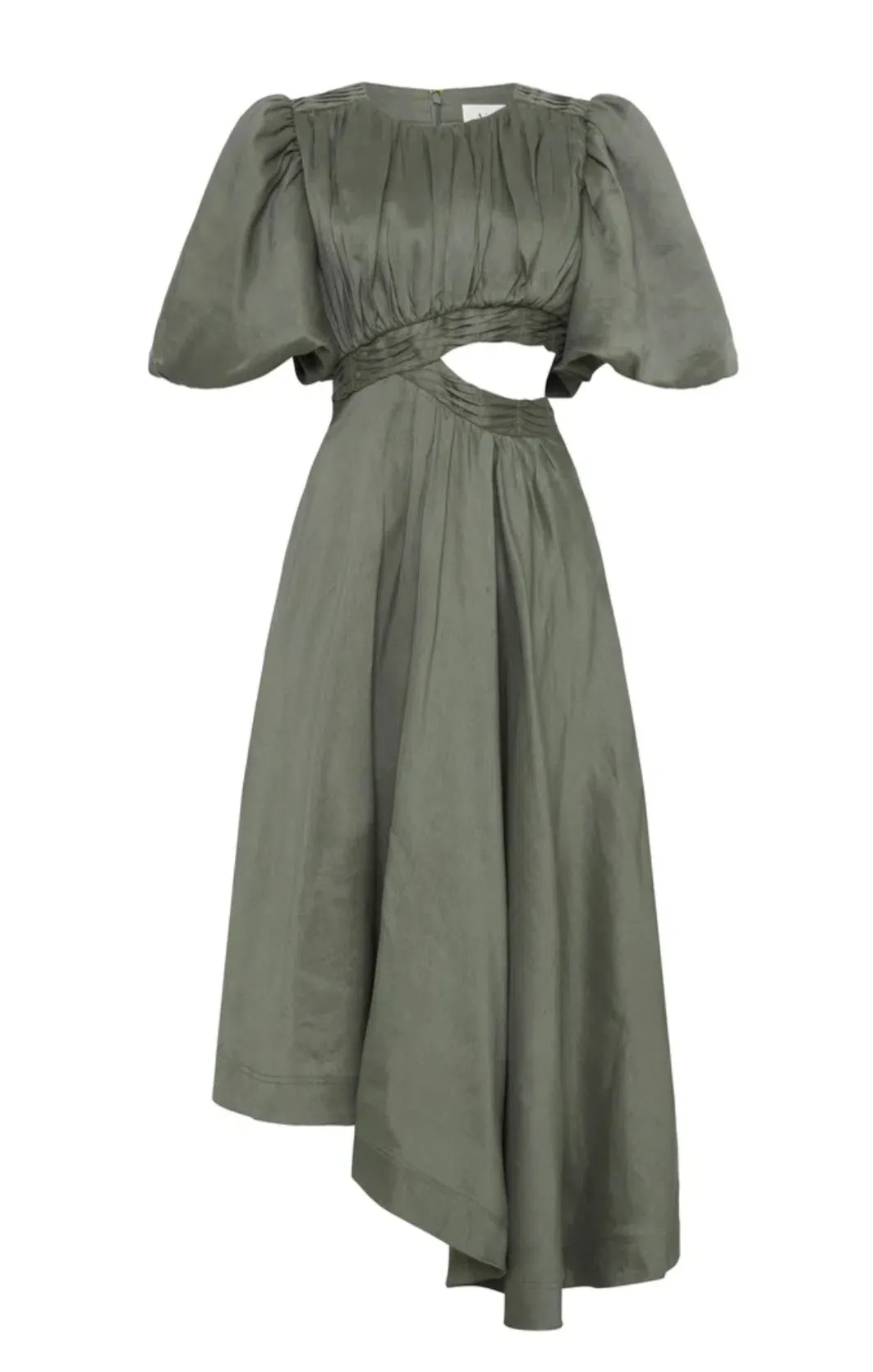 aje tidal tucked cut out midi dress Aje Tidal Tucked Cut Out Midi Dress Green Size 8