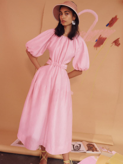 AJE Mimosa Cutout Midi Dress Pink Size 8