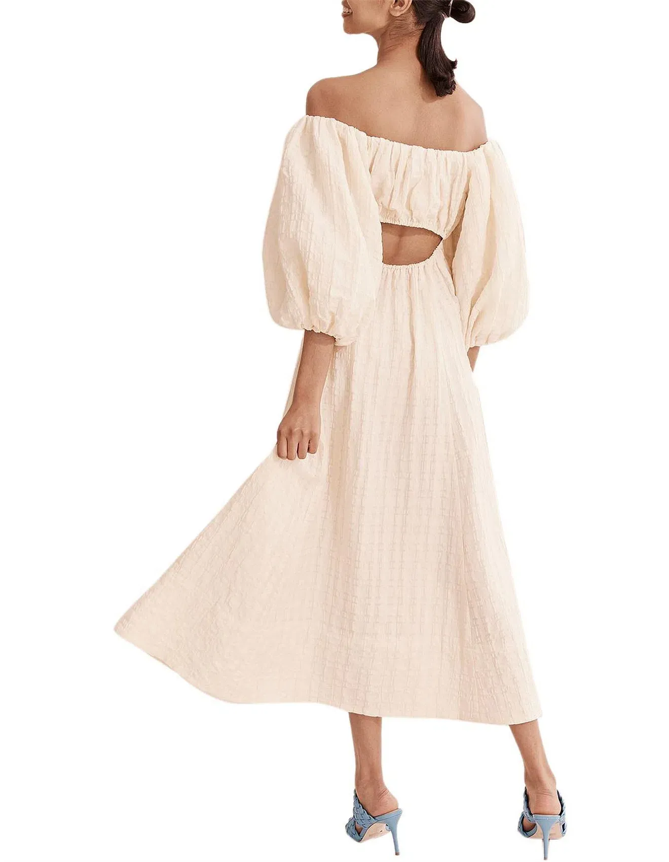 country road off shoulder dress Country Road | Our Off-Shoulder Midi Dress: An elegant, yet effortless silhouette made in tactile, organically grown linen
