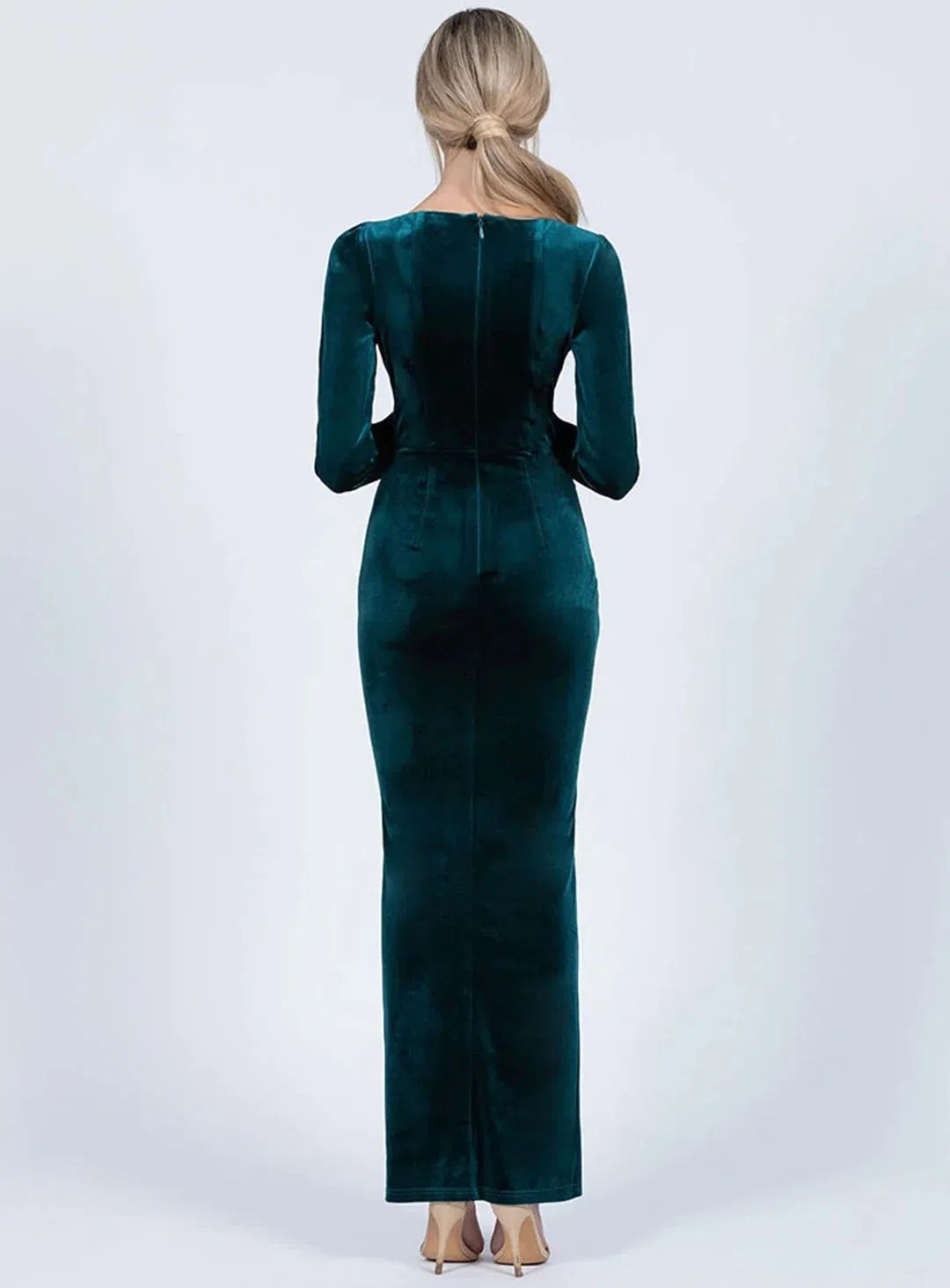 velvet ruched long sleeve dress Ruched Velvet Long Sleeve Midi Dress – shopaleena