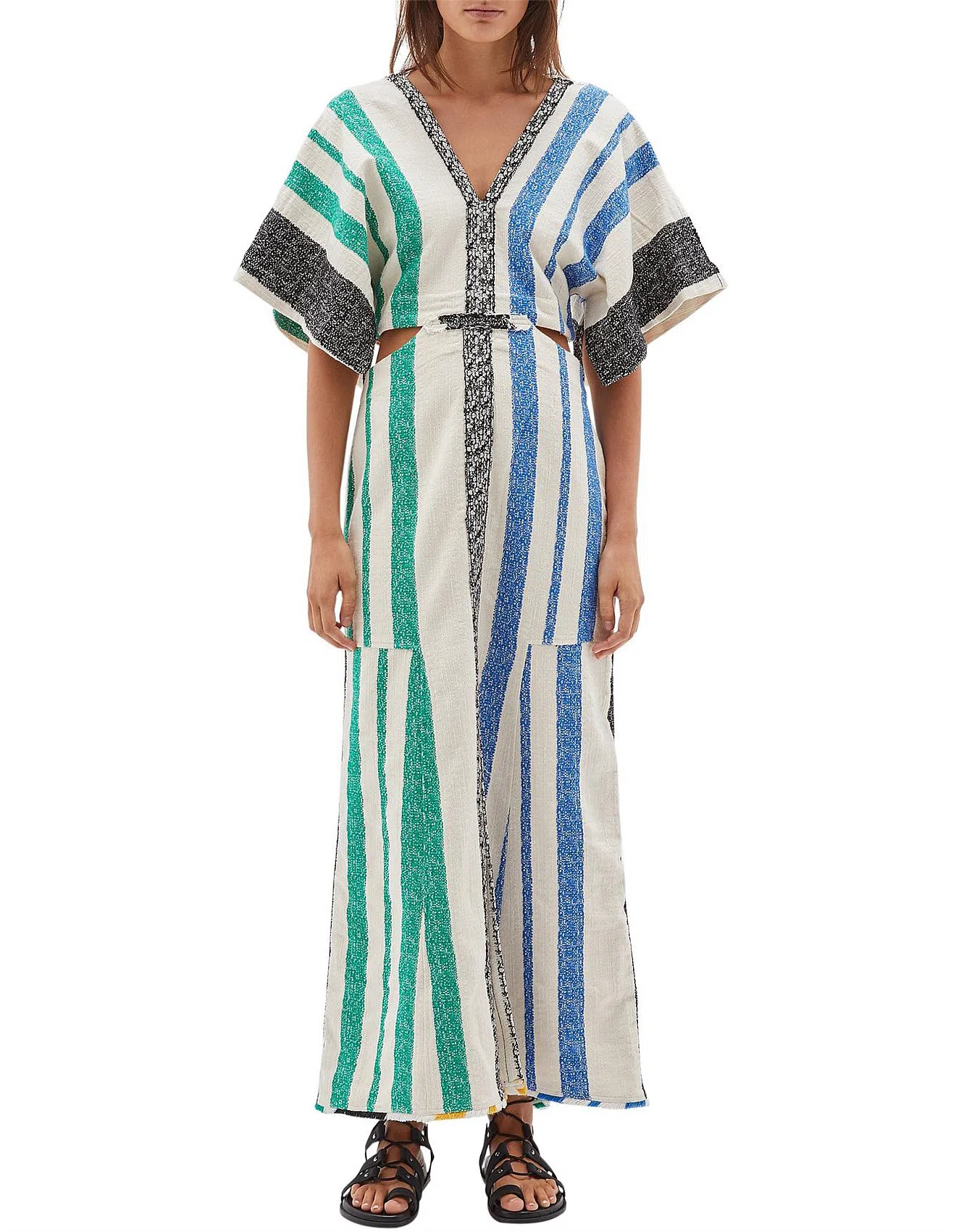 chinese dress ladies Linen Maxi Dress with Pockets