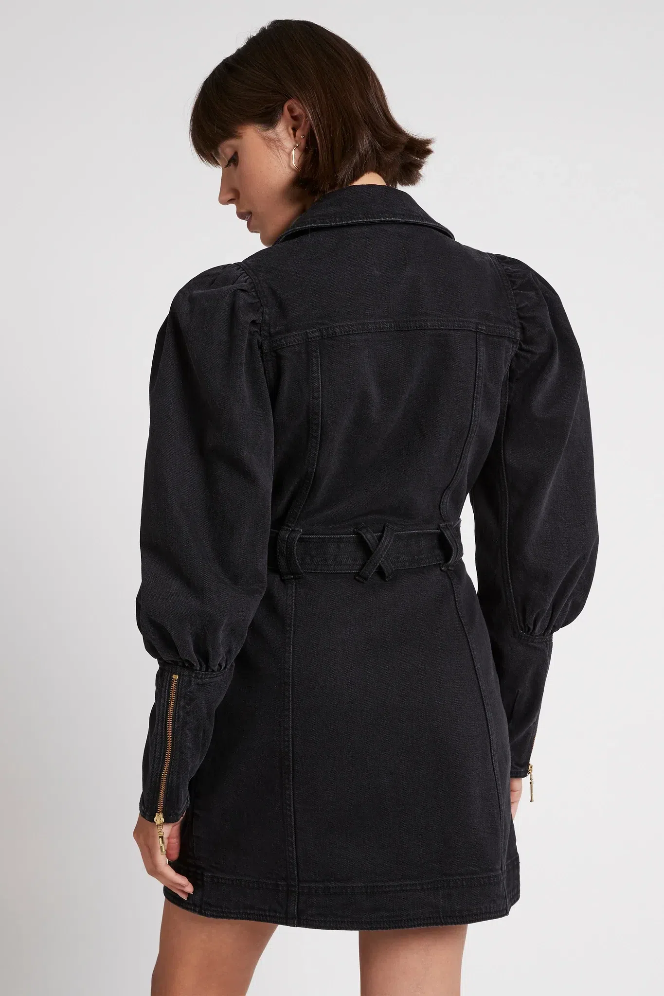 Aje Dione Denim Long Sleeve Mini Dress Black Size 8 | The Volte