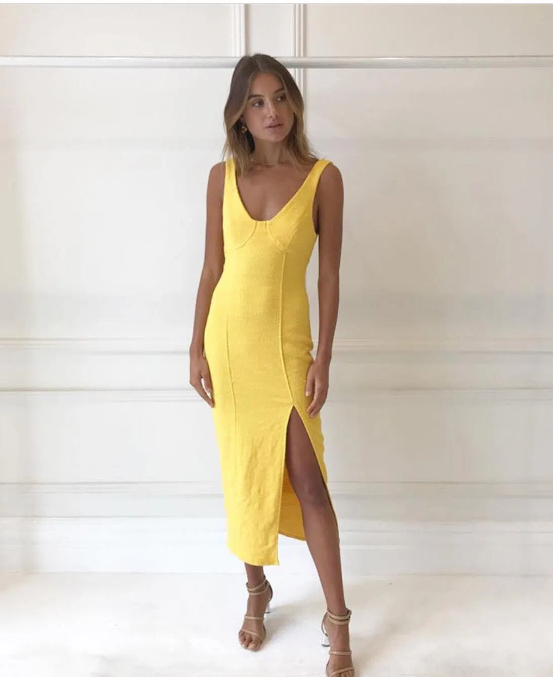 Bec Bridge Cle'mence Midi Dress Yellow Size The Volte