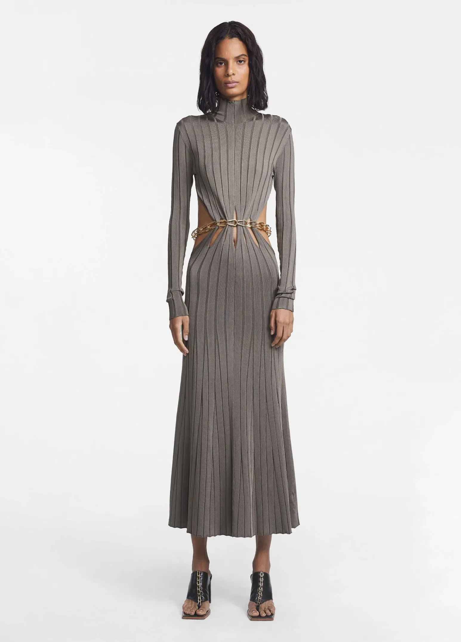Dion Lee Chain Link LS Dress in Slate Green Size L/ AU 12 The Volte