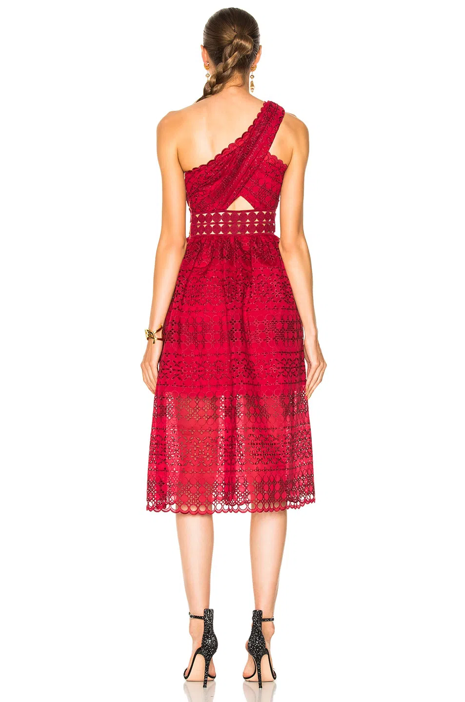 Self Portrait One Shoulder Cut Out Midi Dress Burgundy Size 10 | The Volte Self Portrait One Shoulder Cut Out Midi Dress Burgundy Size 10 | The Volte