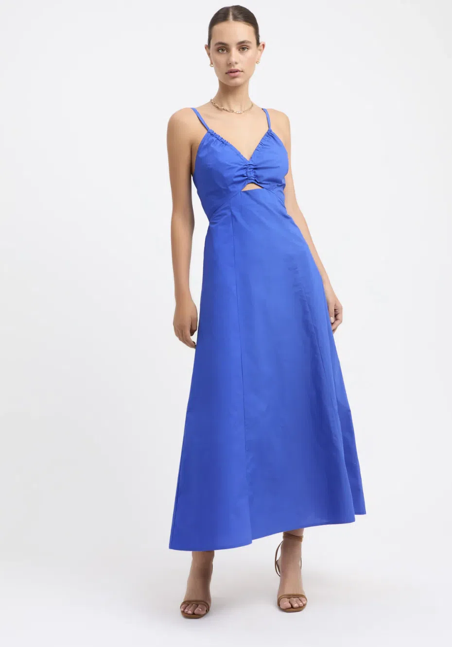 Kookai Poplin Halter Dress Blue Size 36 Au The Volte