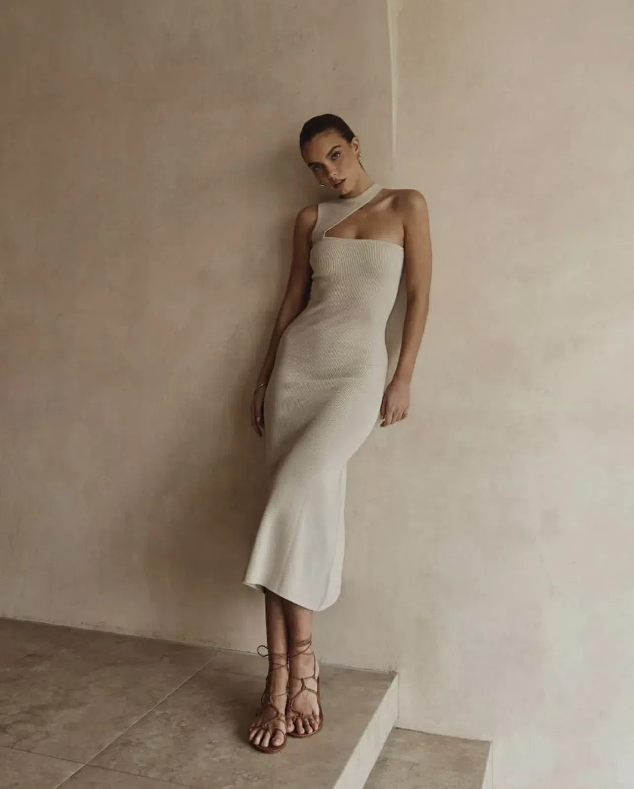 Dissh Adalyn Asym Midi Dress Stone Size 10 / M | The Volte