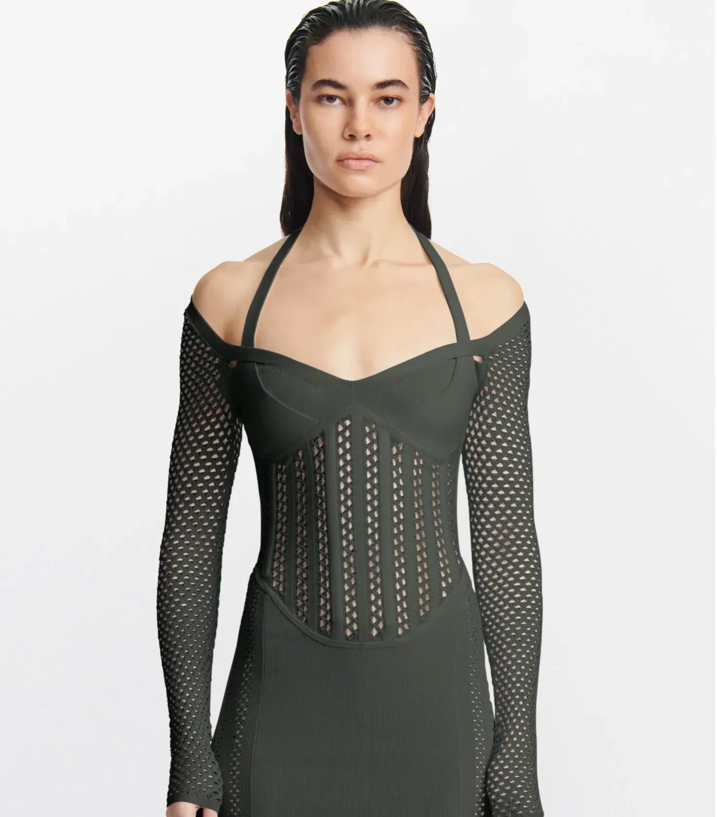 dion lee column corset dress Dion Lee Column Corset Dress Shadow Green Size M / Au 10