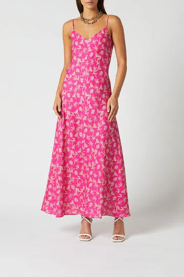 Scanlan Theodore Linen Palm Print Slip Pink Size L / AU 12 | The Volte