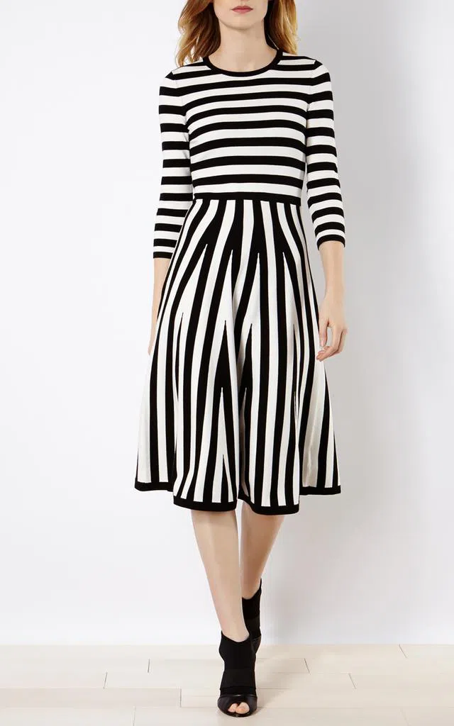 Millen Striped Knit Dress Black/White L / Au 12