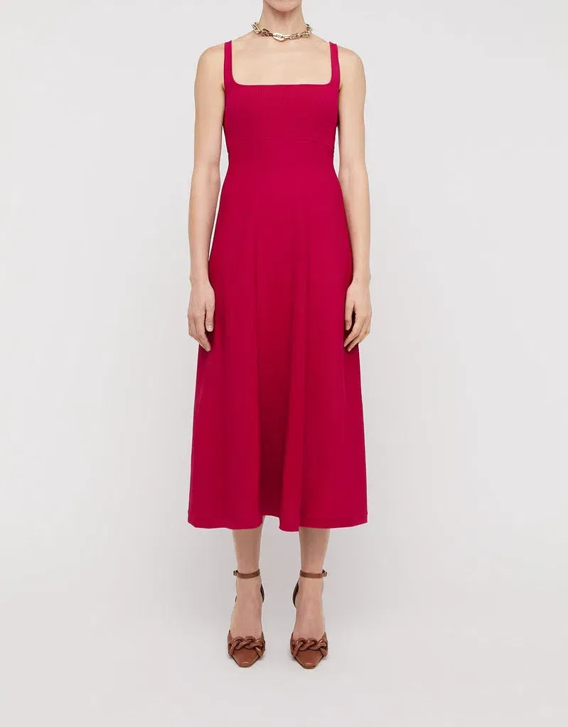 scanlan theodore crepe knit square neck dress CREPE KNIT SQUARE NECK SFT DRESS - SPICE
