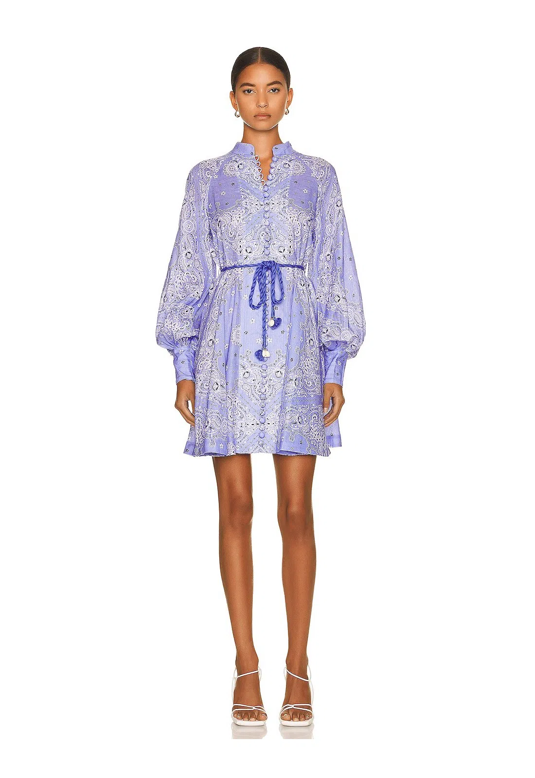 Zimmerman Violet Button Up Mini Dress in Cornflower Bandana Print Size