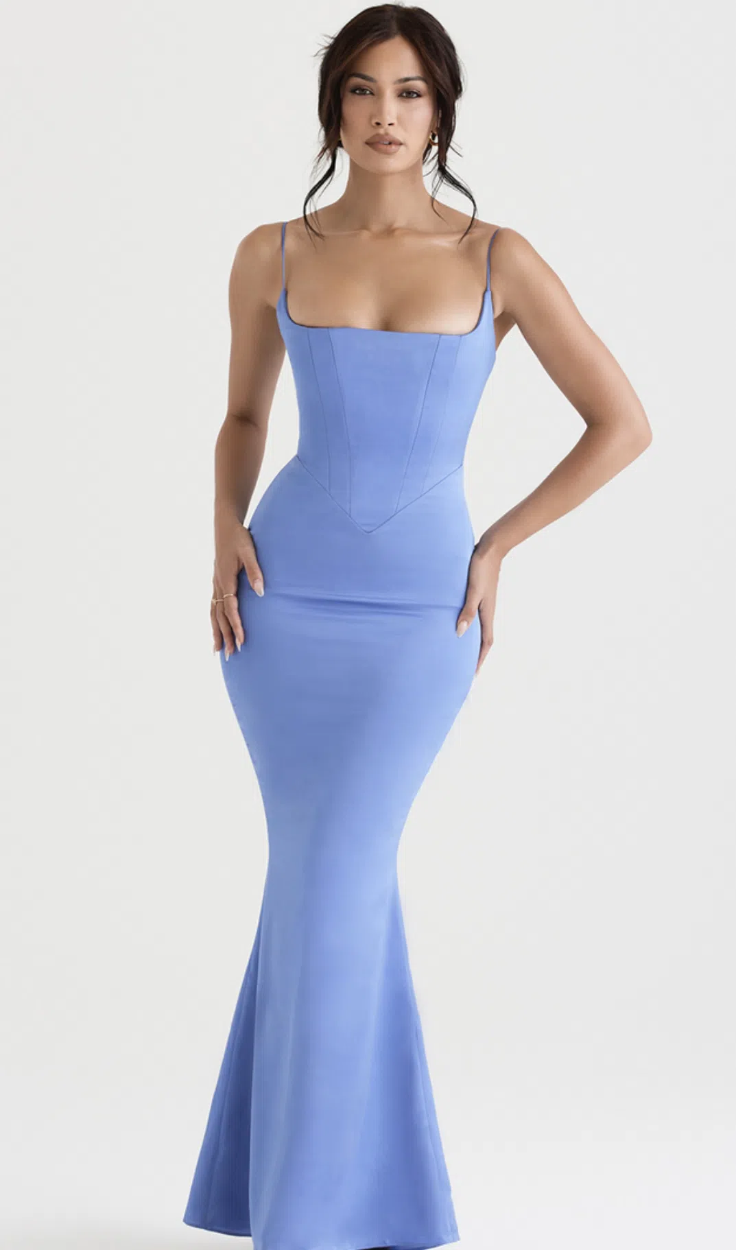 House Of CB Olivette Periwrinkle Satin Corest Maxi Dress Blue Size XS/AU 6