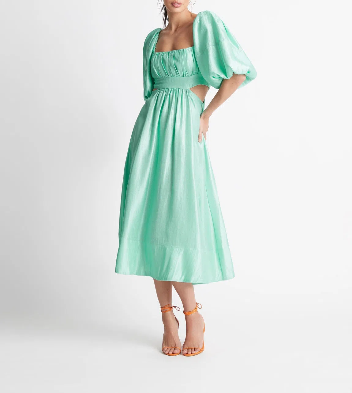 knee length dresses for ladies RENT Bec & Bridge Crest Midi Dress Green (RRP £220) main image 0