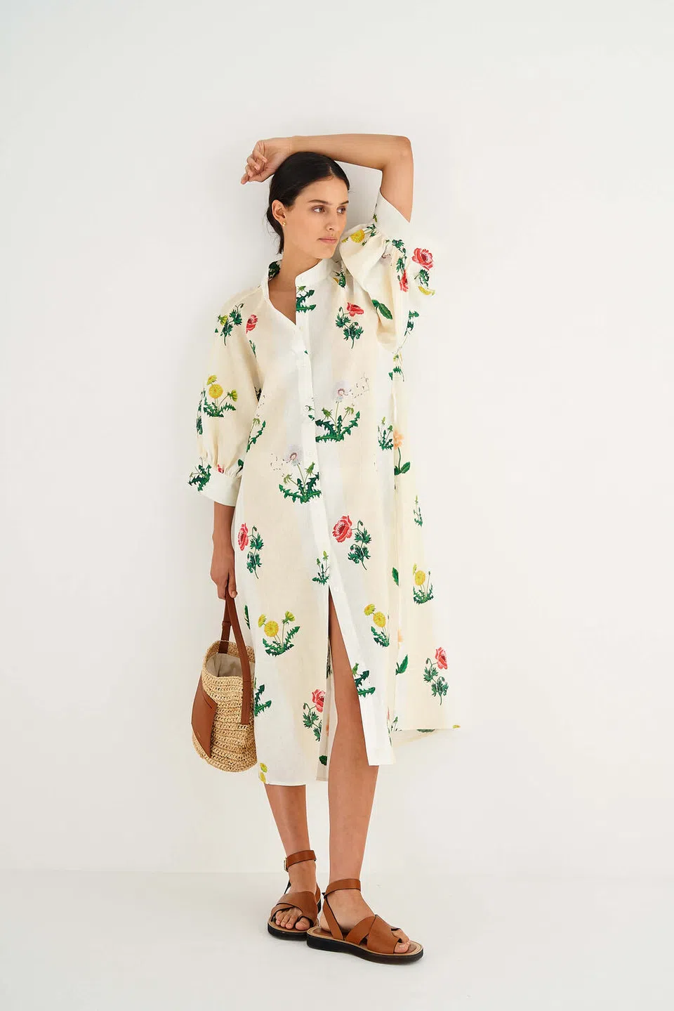 Oroton Poppy Print Dress Soft Cream/Floral Size 8 The Volte