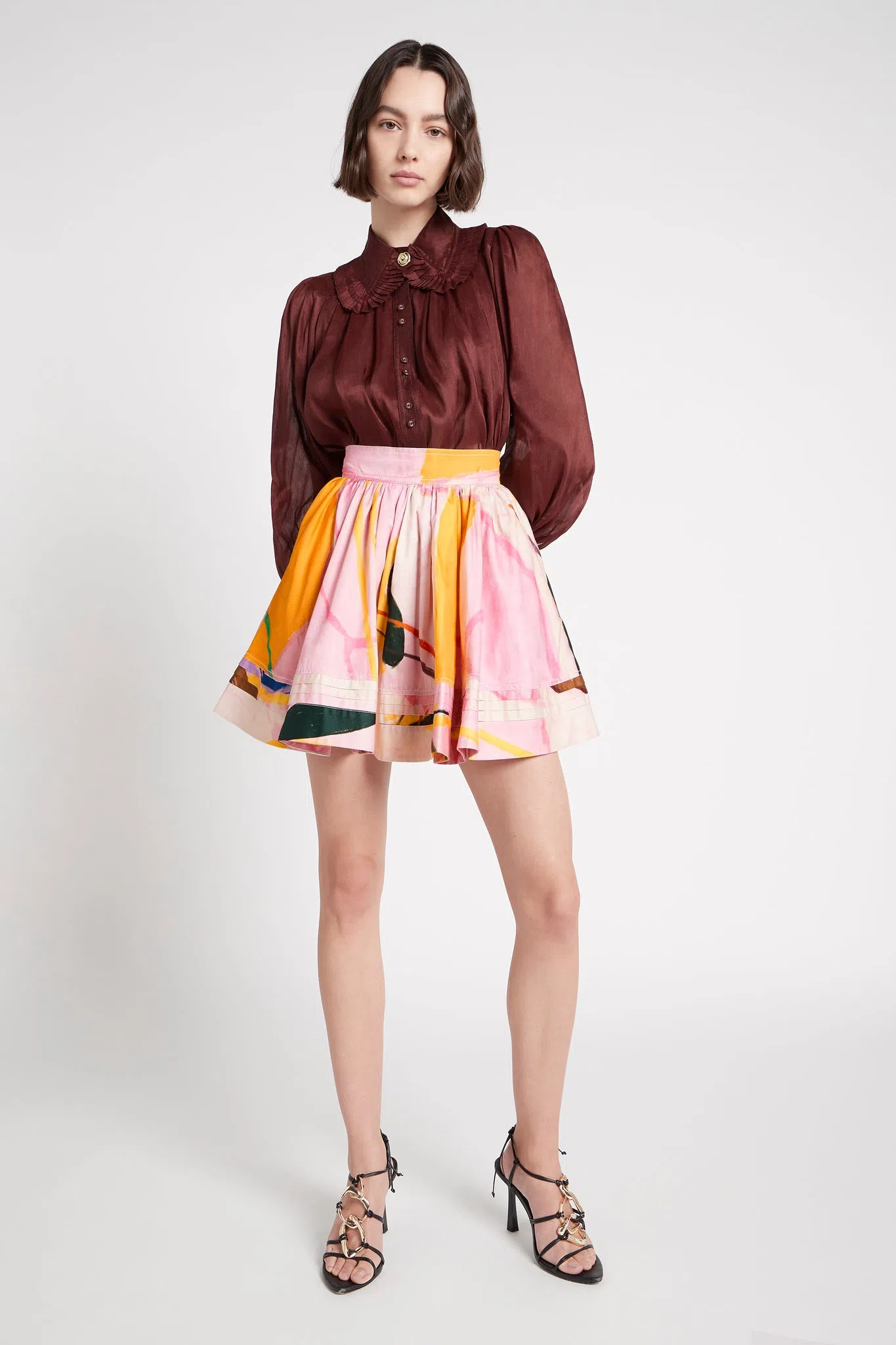 Alice Pleated Asymmetric Midi Skirt, Midnight Floral