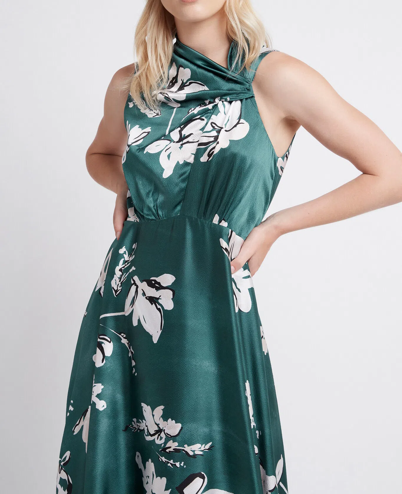 green emerald velvet dress Reflector Gown | Olive Native Floral main image 1