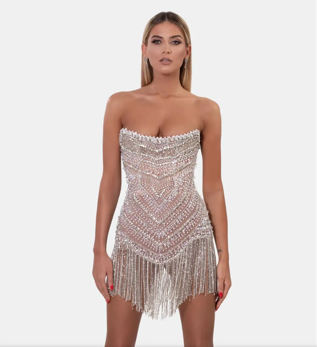 alondra beaded cocktail dress HOUSE OF CB Women's Alondra Beaded Cocktail Dress - Brown