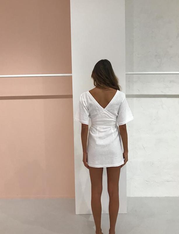 Dissh Cass Linen Asym Midi Dress White Size 8 | The Volte