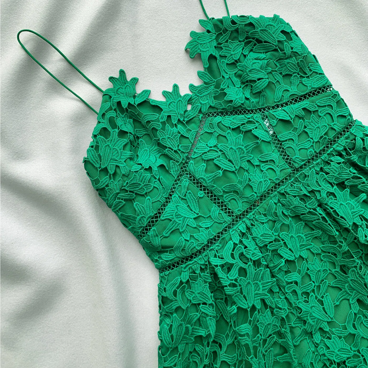 self portrait azaelea dress green Self Portrait Azaelea Floral Lace Midi Dress Green from Self Portrait –  Urbanheer main image 1