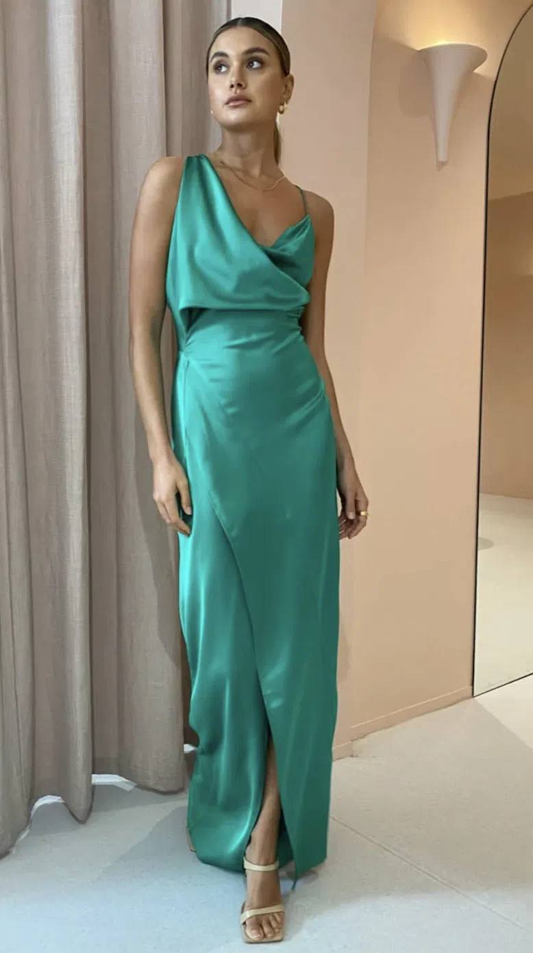green emerald velvet dress One Fell Swoop Jewel Maxi Dress in Sage Crinkle – Coco & Lola