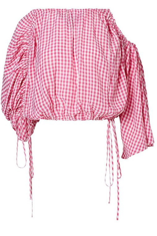 Theodore Gingham Drawcord Set (hot pink 