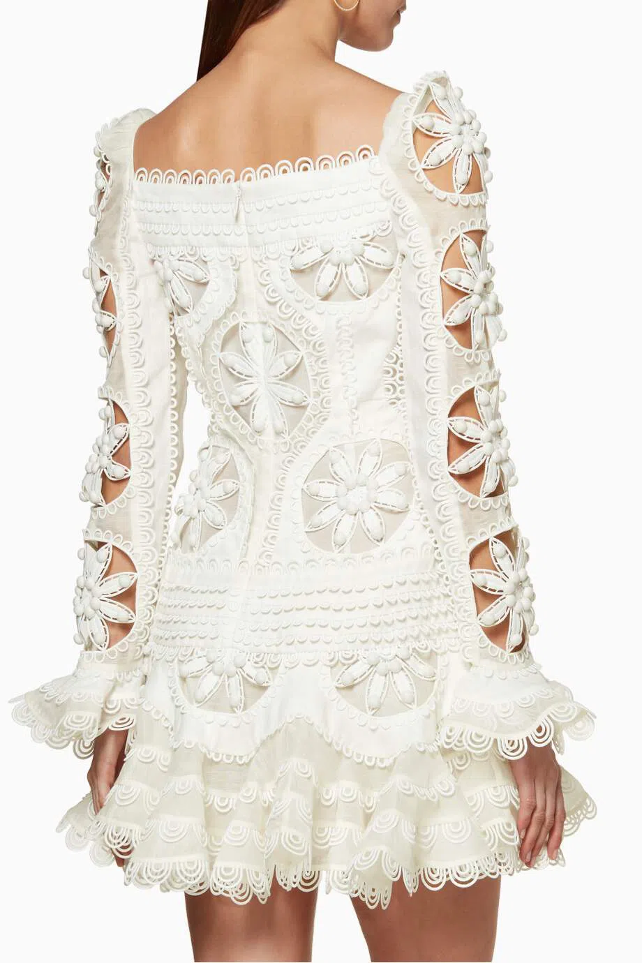 bristol formal satin lace-up dress Eirene Satin Lace Trim Dress