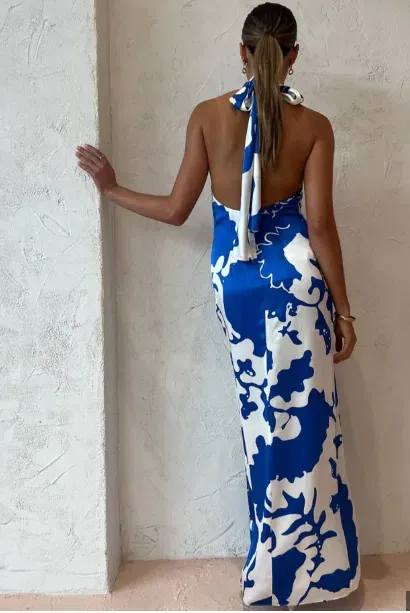 sir the label esme halter dress Sir The Label Esme Halter Dress In Merce Abstract Print The Dressing Room Hire