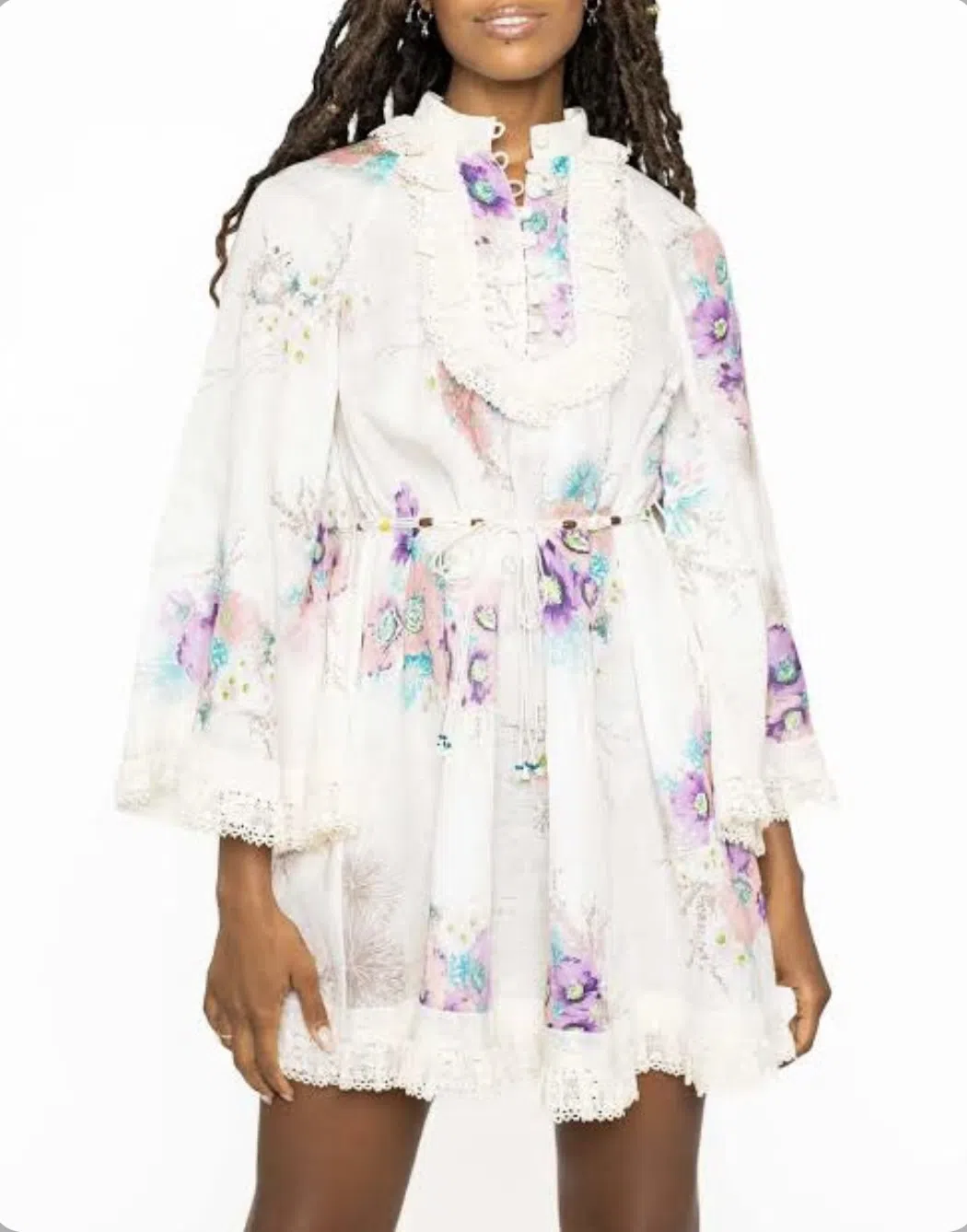Zimmermann Jude Lace Trim Swing Linen Mini Dress in Floral Cream Size 1 / Au 10 | The Volte Zimmermann Jude Lace Trim Swing Linen Mini Dress in Floral Cream Size 1 / Au 10 | The Volte