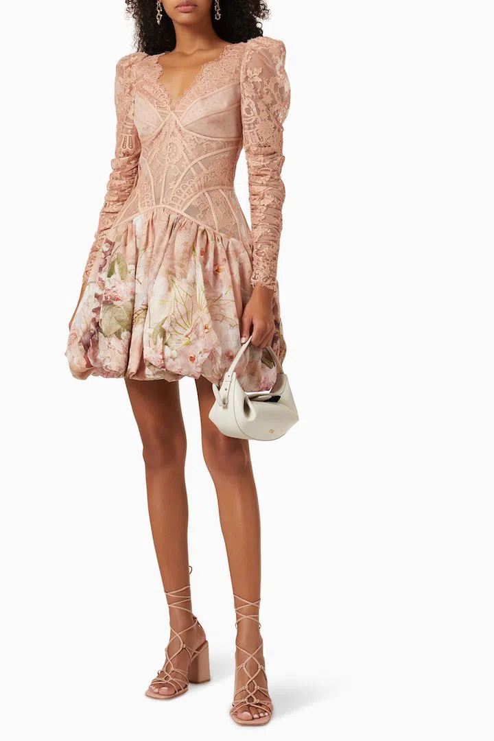 astr the label lace sheath dress Ruffle V-Neck Lace Mini Dress main image 1