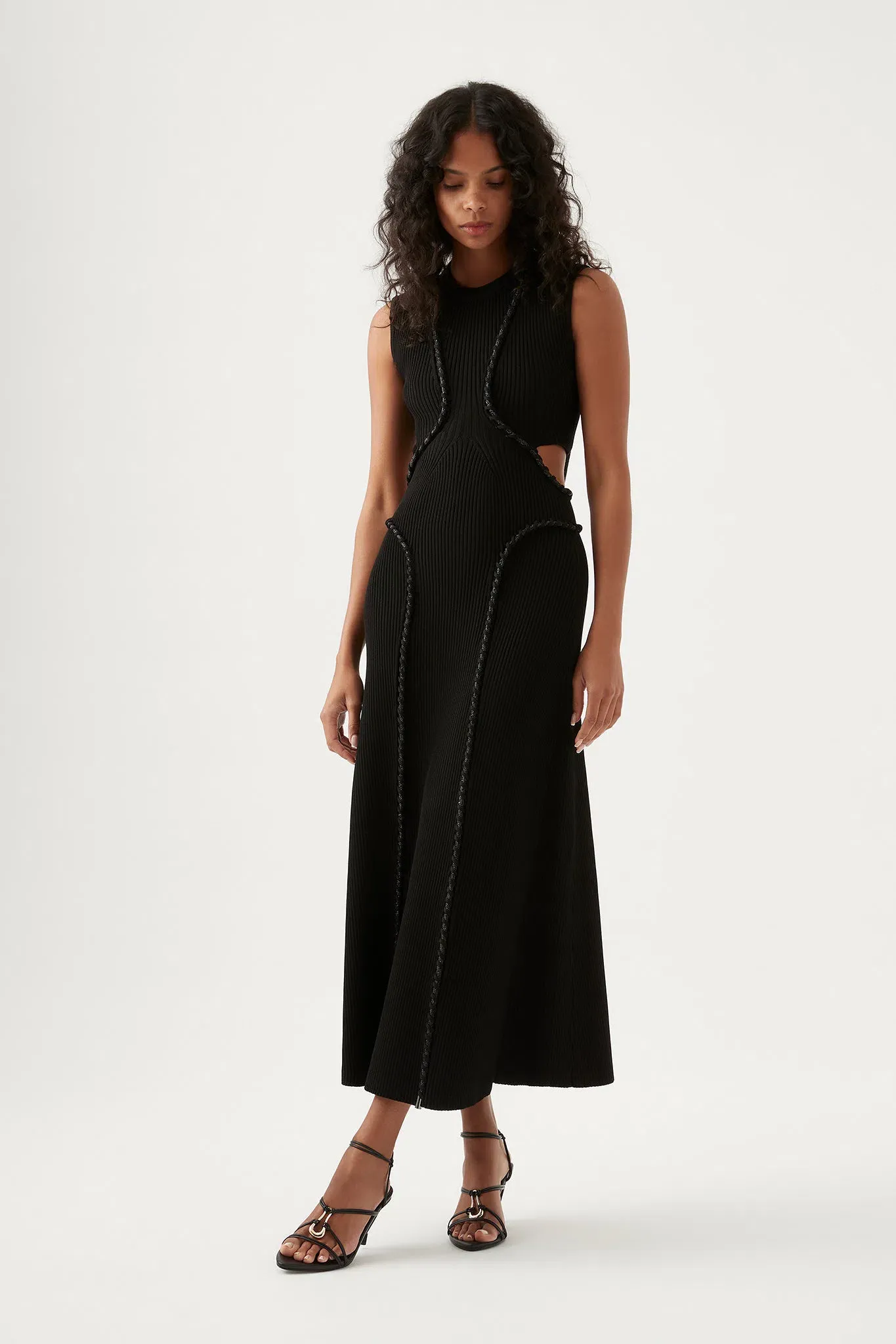 aje black cut out dress Arp Knit Midi Size XS/Au 6 100% polyester Size:S/10 - (UK 10/US 6/EU 38) Sage Green Velvet Backless Best Sellers NH Week 5