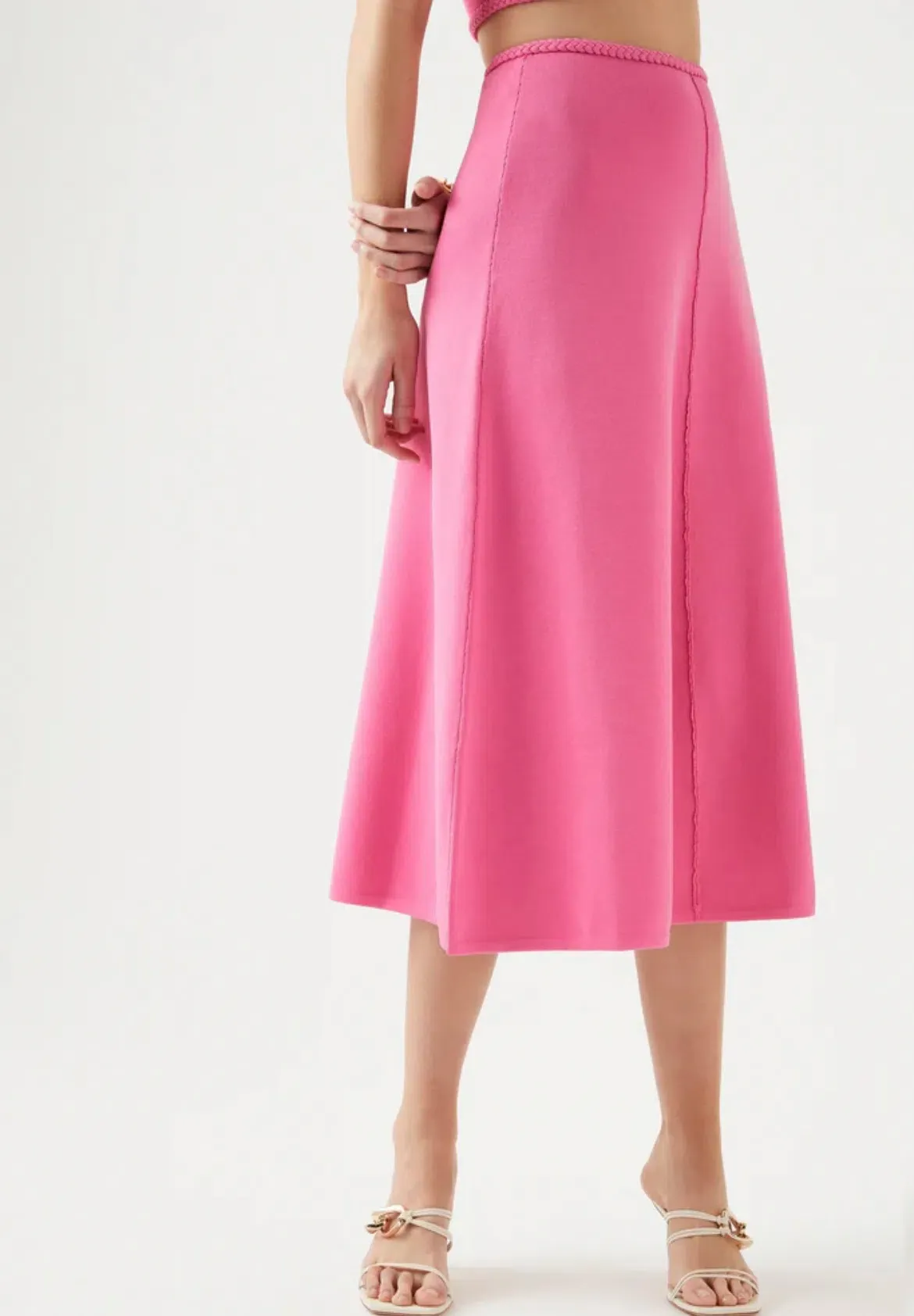 Scanlan Theodore Crepe Knit Tailored Skirt Fuchsia Pink Size S/AU