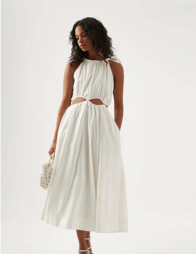 Aje Henriette Tie Strap Midi Dress Ivory Size 8 / S The Volte